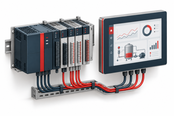 PLC kontrol sistemi ve SCADA operatör paneli